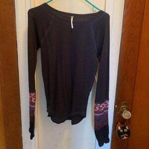 Free People Sweater with Macrame Detail on the Cuff